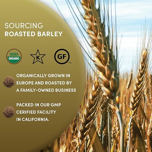 Worldwide Botanicals sourcing panel showing USDA Organic and Kosher marks and barley grown in Europe