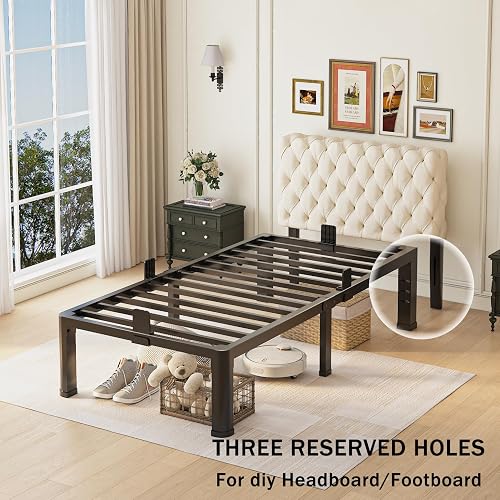 Yitong Angel low profile metal platform bed frame shown from the side