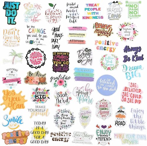 YOMELA motivational stickers in glossy and matte finishes at different sizes