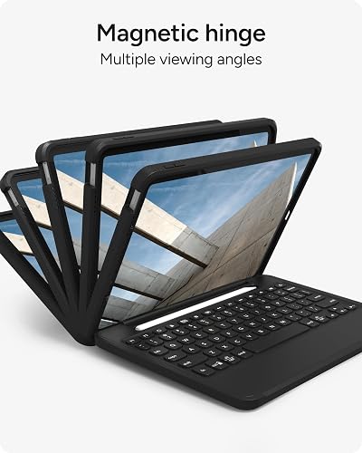 Detachable backlit keyboard and magnetic hinge on the ZAGG Rugged Book iPad case